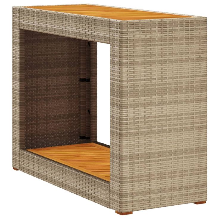 Puutarhan sivupöytä puulevyllä beige 100x40x75 cm polyrottinki (66308)
