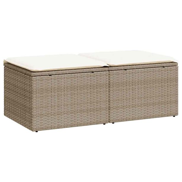 Puutarhan sohvasarja 2-osainen tyynyillä beige polyrottinki (28661)