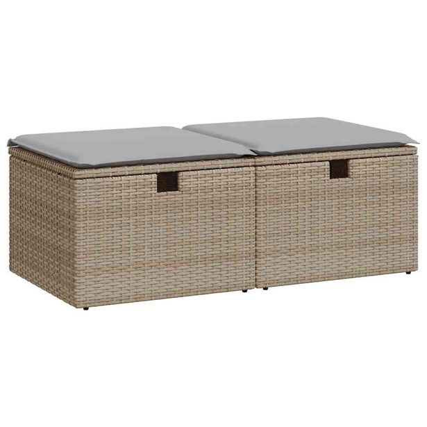 Puutarhan sohvasarja 2-osainen tyynyillä beige polyrottinki (28672)