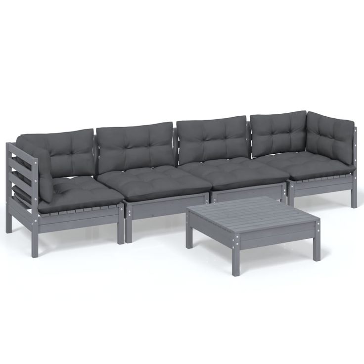 Puutarhan sohvasarja 5-osainen tyynyillä täysi mänty (96156)