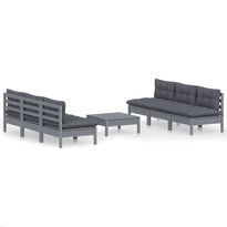 Puutarhan sohvasarja 7-osainen antrasiitti tyynyt mänty (96096)