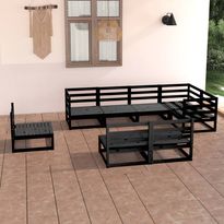 Puutarhan sohvasarja musta, mänty, 8 osaa