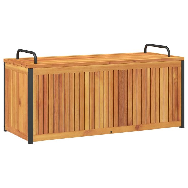 Puutarhan tyynylaatikko 110x45x42/53 cm täysi akasiapuu ja teräs (67609)