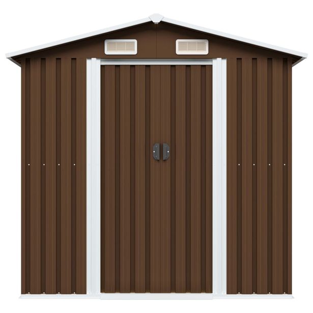 Puutarhan varastovaja ruskea 204x132x186 cm teräs (47029)