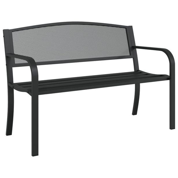Puutarhapenkki 119 cm musta teräs (02827)