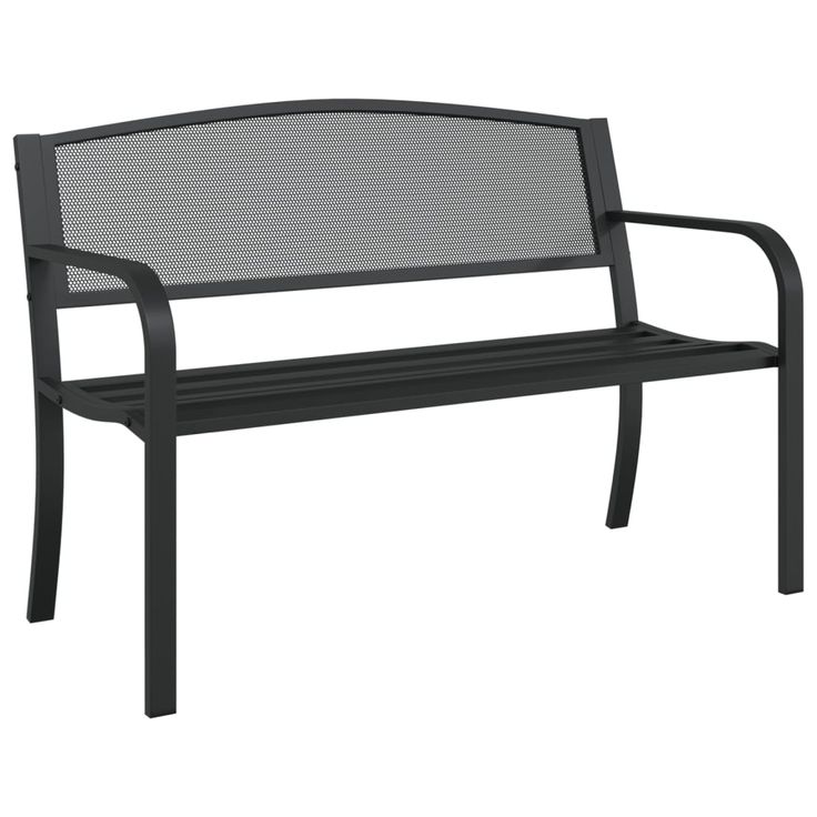 Puutarhapenkki 119 cm musta teräs (02827)