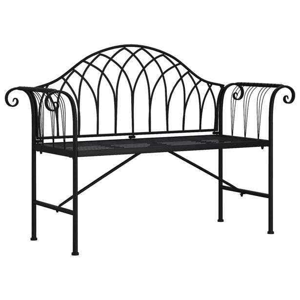 Puutarhapenkki 2-istuttava 128 cm musta teräs (18828)