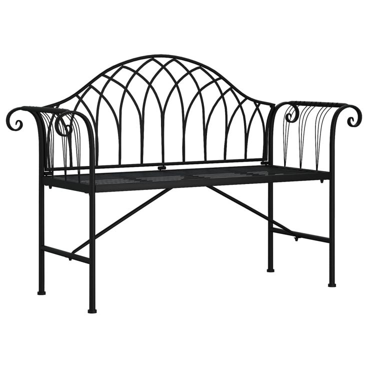Puutarhapenkki 2-istuttava 128 cm musta teräs (18828)