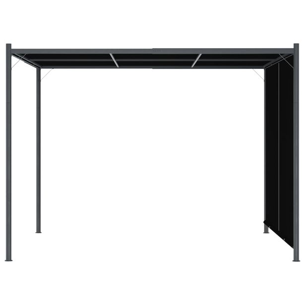 Puutarhapergola rullattavalla katolla 3x3 m antrasiitti (49324)