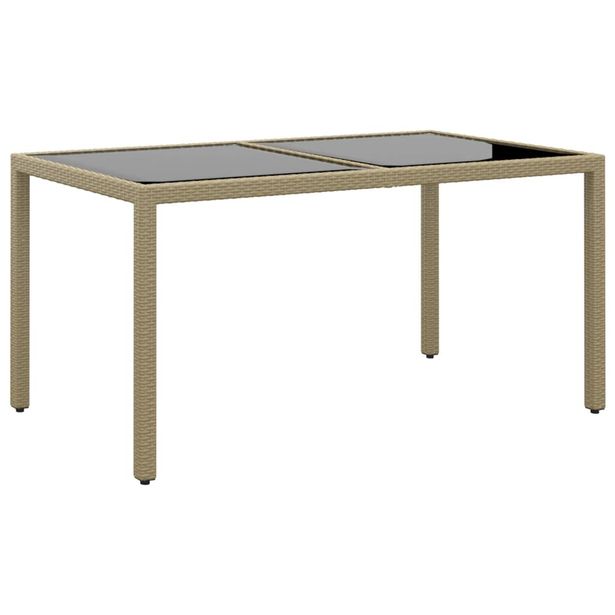 Puutarhapöytä, 150x90x75cm, polyrottinki ja karkaistu lasi, eri värejä