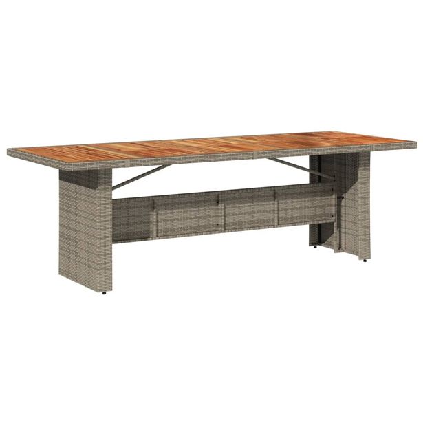 Puutarhapöytä akasia pöytälevy 240x90x75 cm harmaa polyrottinki (65596)