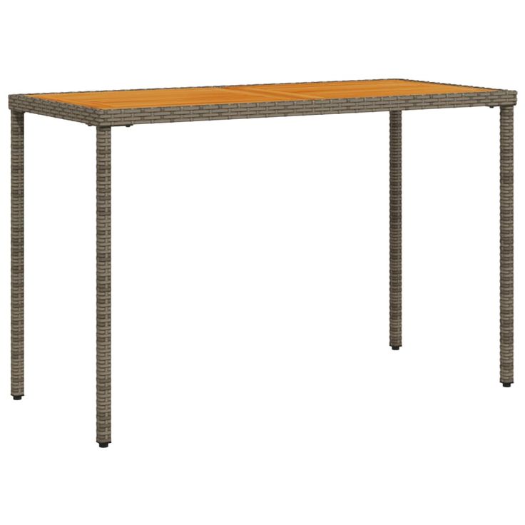 Puutarhapöytä akasia pöytälevy harmaa 115x54x74 cm polyrottinki (65076)