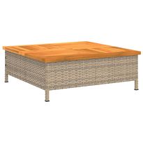 Puutarhapöytä beige 70x70x25 cm rottinki ja akasiapuu (81631)