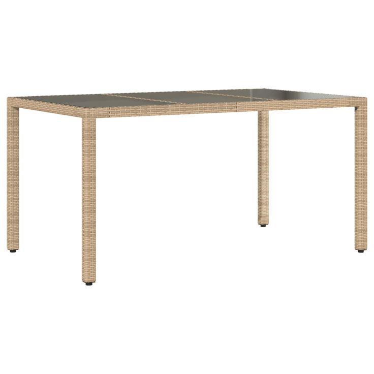 Puutarhapöytä lasipöytälevy beige 150x90x75 cm polyrottinki (65533)