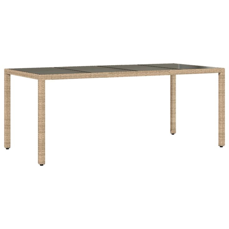 Puutarhapöytä lasipöytälevy beige 190x90x75 cm polyrottinki (65539)