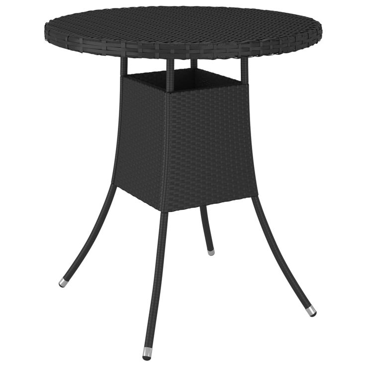 Puutarhapöytä musta 70x70x73 cm polyrottinki