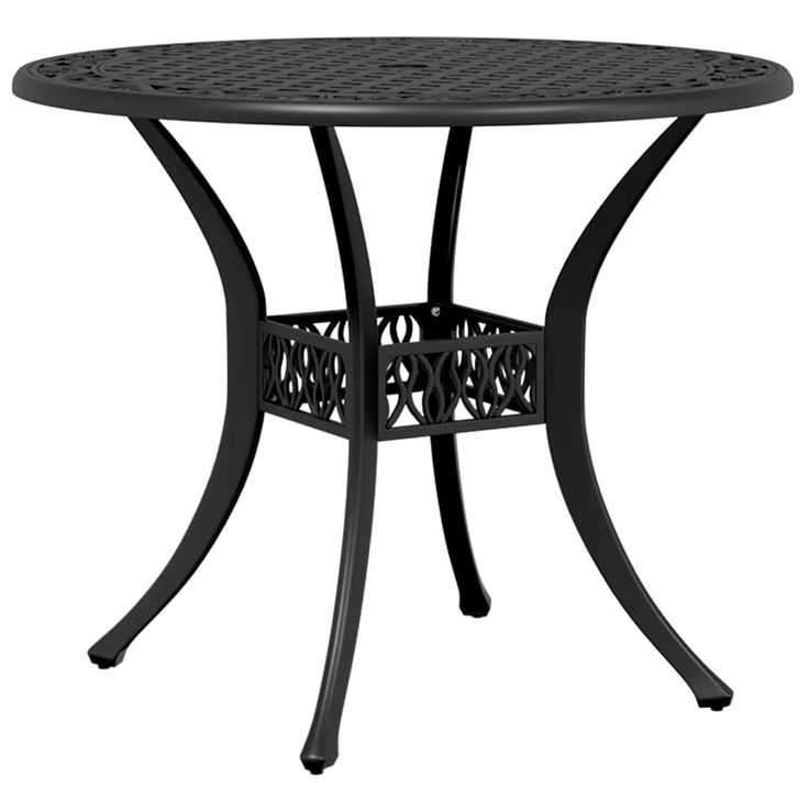 Puutarhapöytä musta Ø90x75 cm valualumiini (02808)