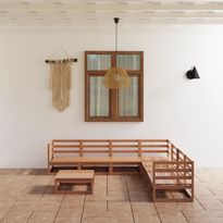 Puutarhasohvasarja pöydällä, hunajanruskea, mänty, 8 osaa