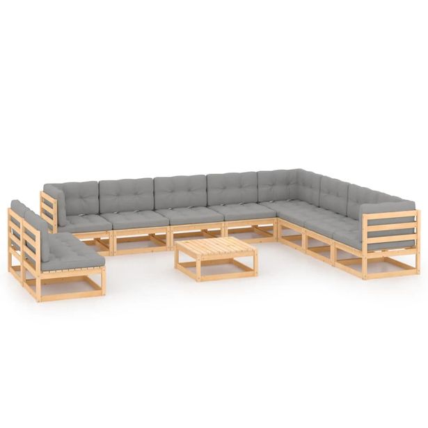 Puutarhasohvasarja, pehmusteilla, mäntyä, 11-osainen, eri värejä