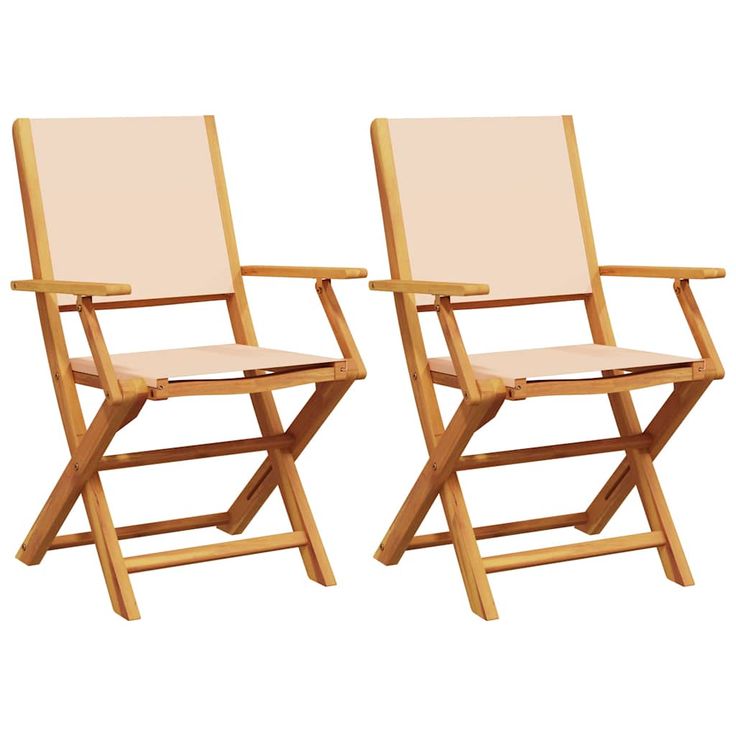 Puutarhatuolit 2 kpl beige täysi akasiapuu ja kangas (67672)