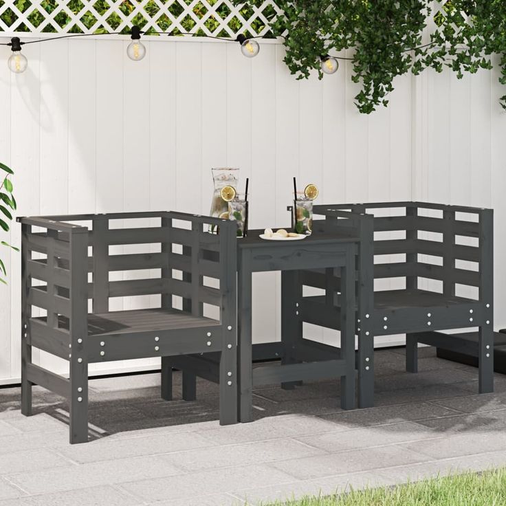 Puutarhatuolit 2 kpl harmaa 61,5x53x71 cm, mänty