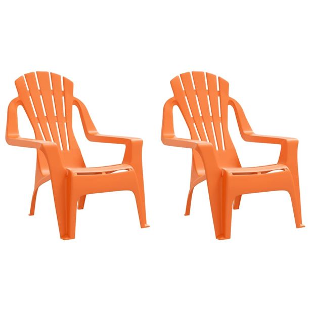 Puutarhatuolit 2 kpl lapsille oranssi 37x34x44 cm PP puutyyli (64742)