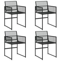 Puutarhatuolit 4 kpl musta polyrottinki (08578)