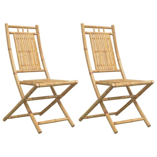 Puutarhatuolit taitettavat 2 kpl 46x66x99 cm bambu (68037)