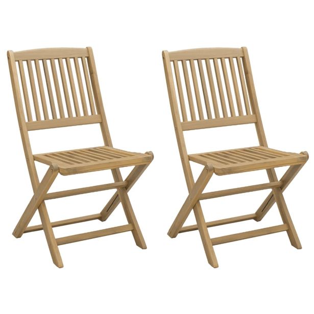 Puutarhatuolit taitettavat 2 kpl 57x48,5x90 cm akasiapuu (65743)