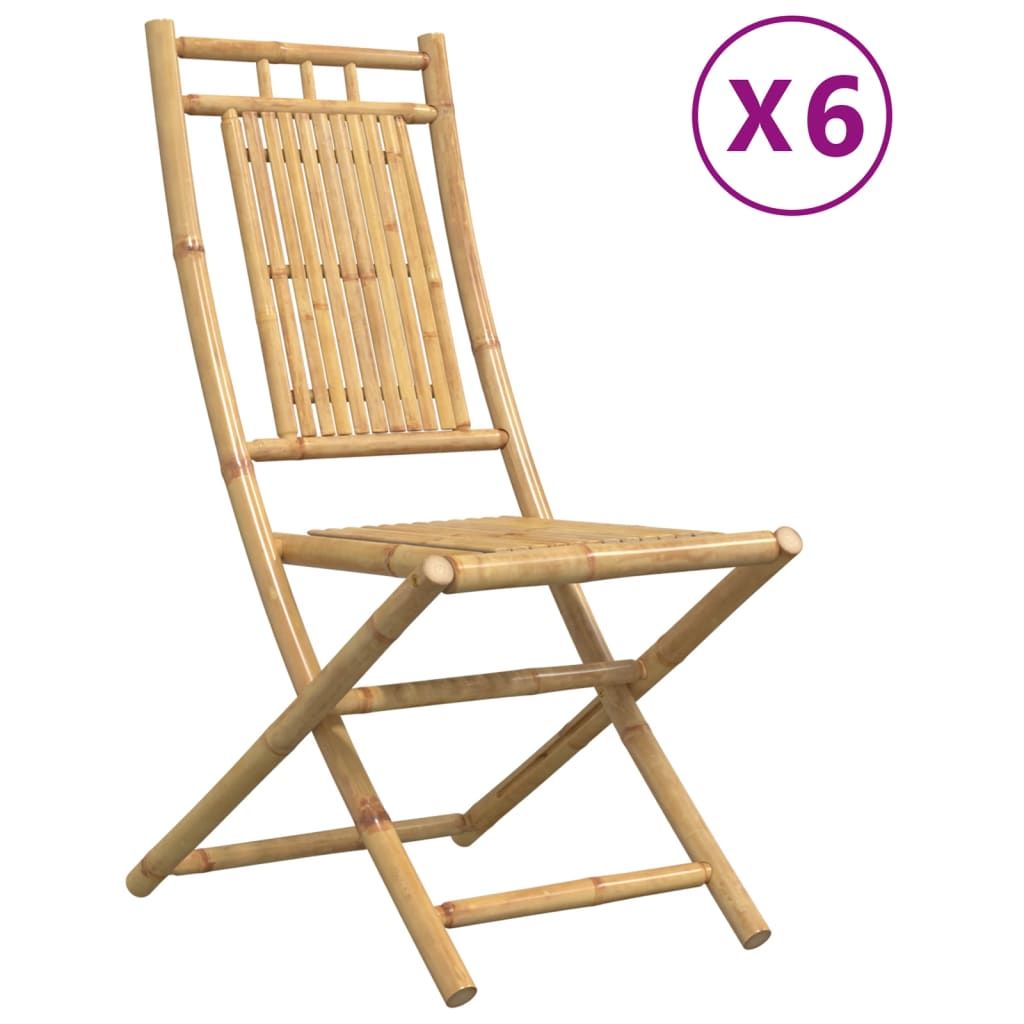 Puutarhatuolit taitettavat 6 kpl 46x66x99 cm bambu (78512)