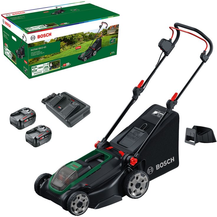 Akkuruohonleikkuri Bosch Rotak 18V2-43, 18V, 4.0Ah akulla