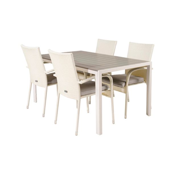 Ruokailuryhmä Buitepos, ruokapöytä ja 4 Ariamab nojatuolia (09886)