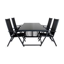 Ruokailuryhmä Dallas, 193cm, 4 Break tuolia, musta (75450)