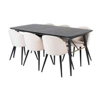 Ruokailuryhmä Deniall, jatkettava 180cm, 6 Luisa tuolia, eri värivaihtoehtoja (RR180)