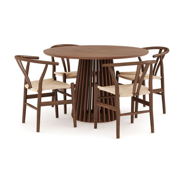 Ruokailuryhmä Gontas, 120cm pyöreä, 4 Dezuid tuolia, eri värivaihtoehtoja (R120P)