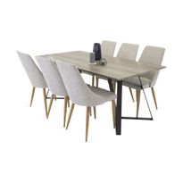 Ruokailuryhmä Granville, harmaa/musta/vaaleanharmaa/tammi, harmaa/beige (80065)