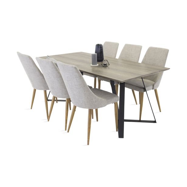 Ruokailuryhmä Granville, harmaa/musta/vaaleanharmaa/tammi, harmaa/beige (80065)