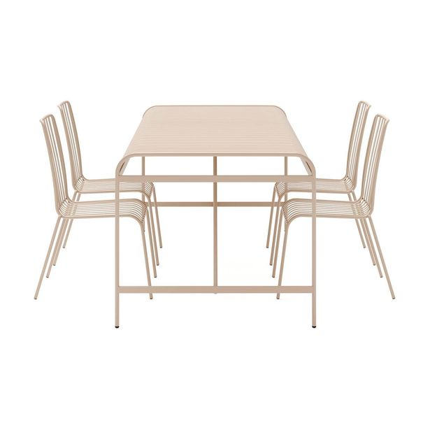 Ruokailuryhmä Jarva, 200cm, 4 tuolia, beige (01460)