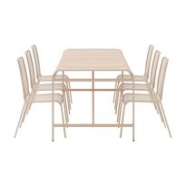 Ruokailuryhmä Jarva, 200cm, 6 ruokatuolia, beige (01464)