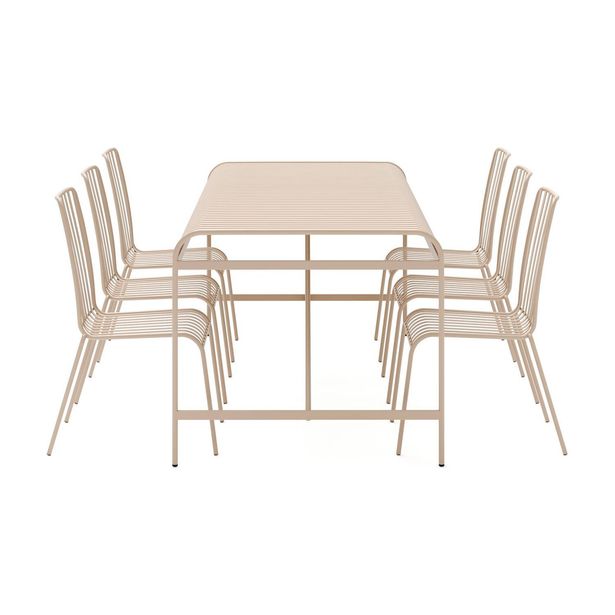 Ruokailuryhmä Jarva, 200cm, 6 ruokatuolia, beige (01464)