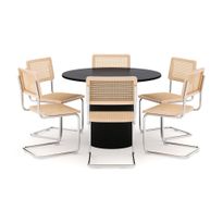 Ruokailuryhmä Kopparbo, 106cm, 6 Build-tuolia, musta (01663)