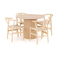 Ruokailuryhmä Kopparbo, 106cm jatkettava, 4 Dastoori ruokatuolia, beige (00701)