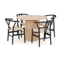 Ruokailuryhmä Kopparbo, 106cm jatkettava, 4 Dastoori ruokatuolia, beige (00722)