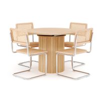 Ruokailuryhmä Kopparbo, Ø106cm, laajennettava, 4 tuolia, valkoinen (01686)