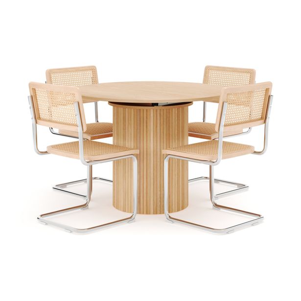 Ruokailuryhmä Kopparbo, Ø106cm, laajennettava, 4 tuolia, valkoinen (01686)