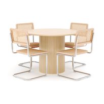 Ruokailuryhmä Kopparbo, 106cm pöytä, 4 Build tuolia, valkoinen (01683)