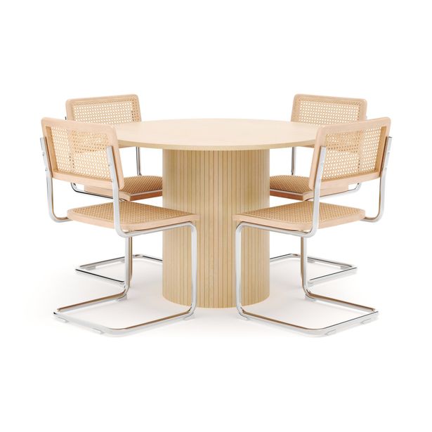 Ruokailuryhmä Kopparbo, 106cm pöytä, 4 Build tuolia, valkoinen (01683)