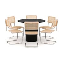 Ruokailuryhmä Kopparbo, Ø106cm, pyöreä, laajennettava, 6 tuolia, musta (01720)