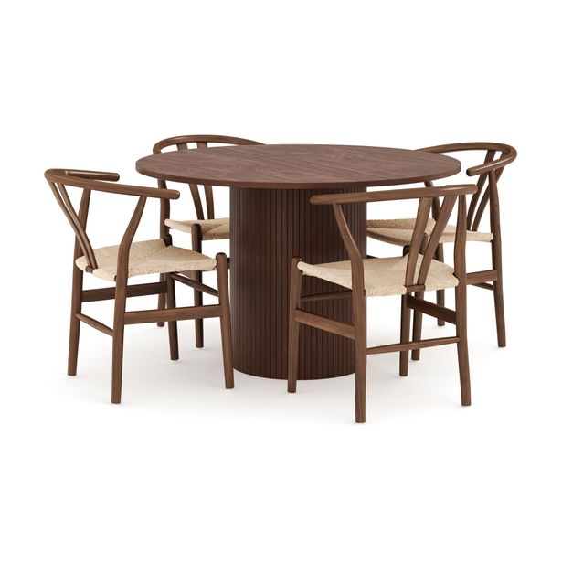 Ruokailuryhmä Kopparbo, 120cm, 4 Dezuid tuolia, tummanruskea (00122)