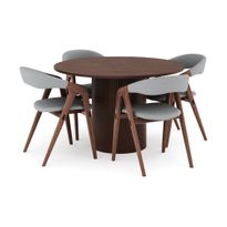 Ruokailuryhmä Kopparbo, Ø120cm, 4 Jerup-tuolia, ruskea (00738)